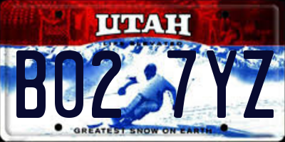 UT license plate B027YZ