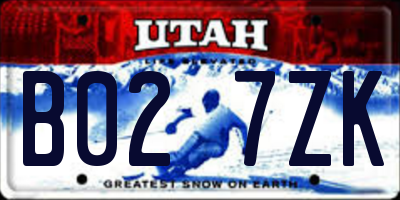 UT license plate B027ZK