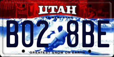 UT license plate B028BE