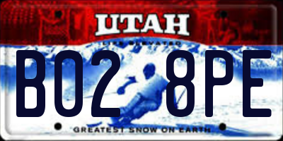 UT license plate B028PE