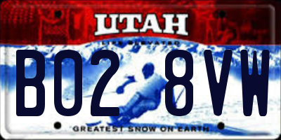 UT license plate B028VW