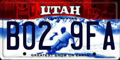 UT license plate B029FA