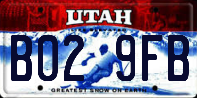 UT license plate B029FB