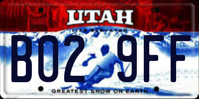 UT license plate B029FF