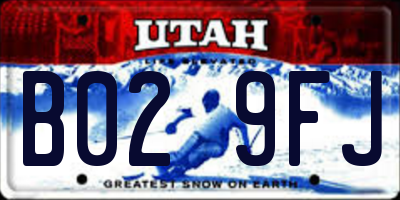 UT license plate B029FJ