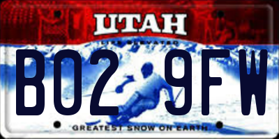 UT license plate B029FW
