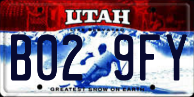 UT license plate B029FY
