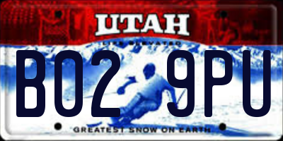 UT license plate B029PU