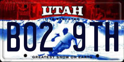 UT license plate B029TH