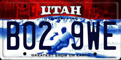 UT license plate B029WE