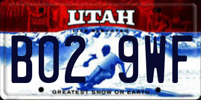 UT license plate B029WF