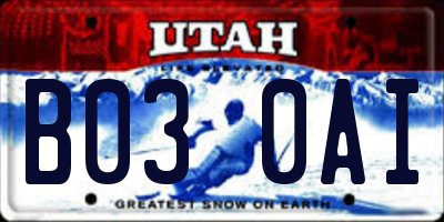 UT license plate B030AI
