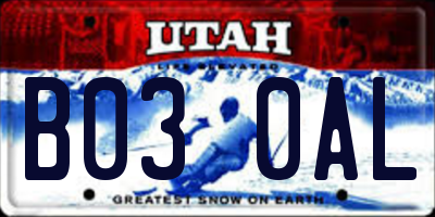 UT license plate B030AL
