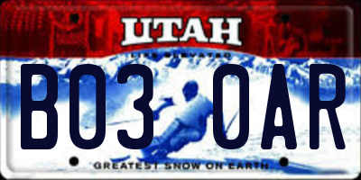 UT license plate B030AR