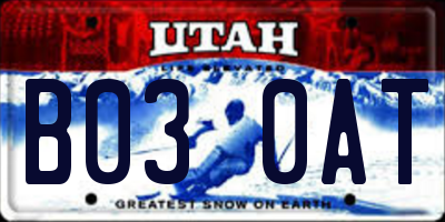 UT license plate B030AT