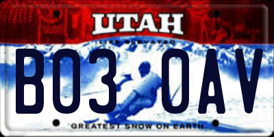 UT license plate B030AV
