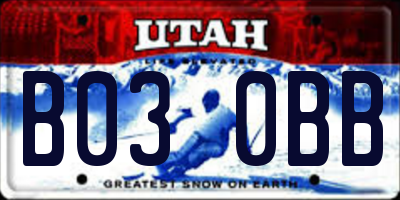 UT license plate B030BB