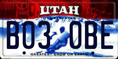UT license plate B030BE