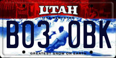 UT license plate B030BK