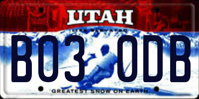 UT license plate B030DB