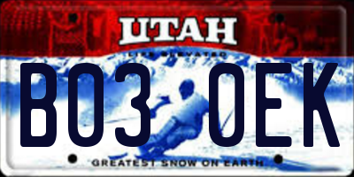UT license plate B030EK