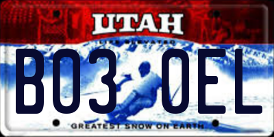UT license plate B030EL