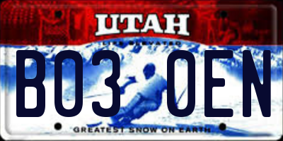 UT license plate B030EN