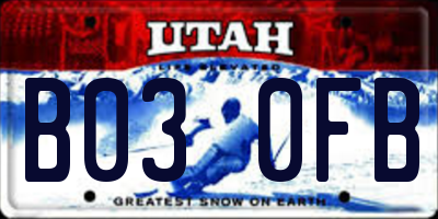 UT license plate B030FB