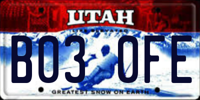 UT license plate B030FE