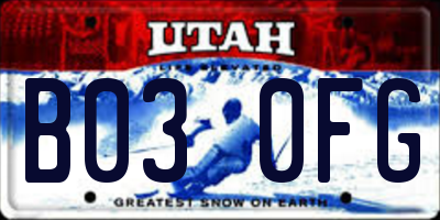 UT license plate B030FG