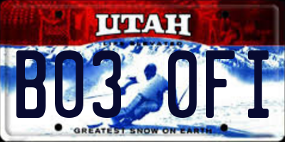 UT license plate B030FI