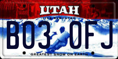 UT license plate B030FJ