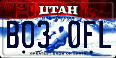 UT license plate B030FL