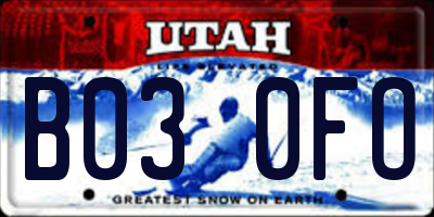 UT license plate B030FO