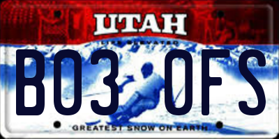 UT license plate B030FS