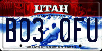 UT license plate B030FU