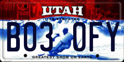 UT license plate B030FY