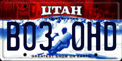 UT license plate B030HD