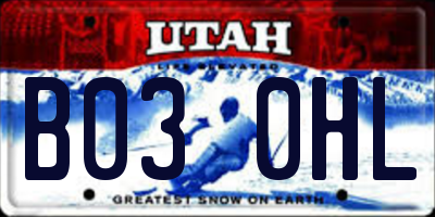 UT license plate B030HL