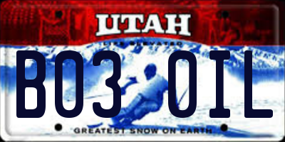 UT license plate B030IL