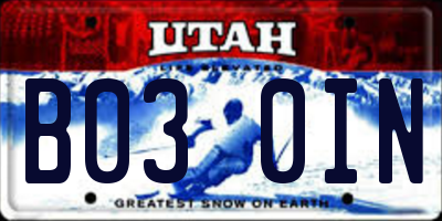 UT license plate B030IN