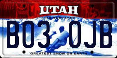 UT license plate B030JB