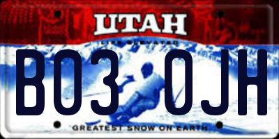 UT license plate B030JH