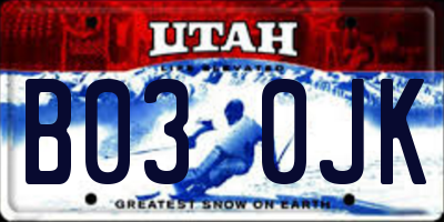 UT license plate B030JK