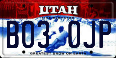 UT license plate B030JP