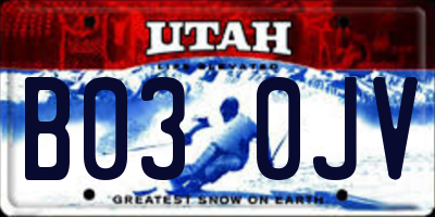 UT license plate B030JV