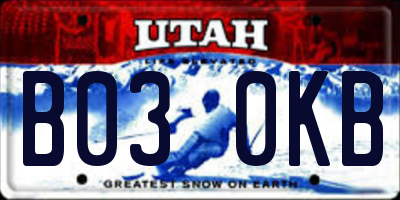 UT license plate B030KB