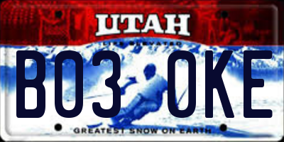 UT license plate B030KE