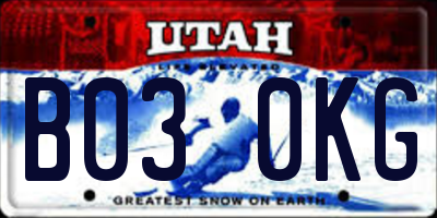 UT license plate B030KG