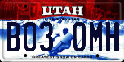 UT license plate B030MH